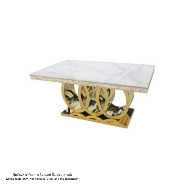 โต๊ะอาหารหินอ่อน WISDOM DESIGN FURNITURE รุ่น CHARLOTTE 160 ซม. สีมาร์เบิ้ล/ทอง